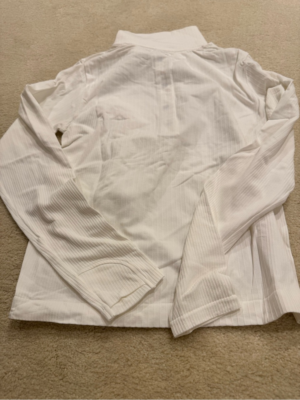 Athleta White Ribbed Long Sleeve Top - Picture 2 of 3